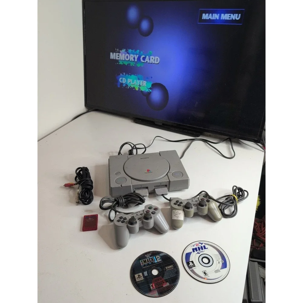 Sony PlayStation 1 Console PS1 SCPH-5501 Tested W/ Controller And Two Games